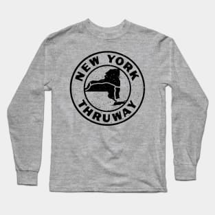 New York State Thruway Vintage 1960 Logo Black Transparent Distressed Long Sleeve T-Shirt